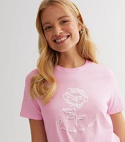 New Look Pink Rose La Vie Short Sleeve Logo T-Shirt